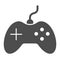 Joystick solid icon, electronics concept, gamepad controller sign on white background, Gaming joystick icon in glyph