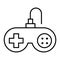 Joystick thin line icon. Gaming vector illustration isolated on white. Gamepad computer outline style design, designed