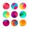 Jpeg Round colorful gradient set. Rounded holographic gradient sphere button Collection. Vivid color spheres flat set