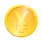 JPY Golden Yen coin symbol on white background. Finance investment concept. Exchange Japan currency Money banking