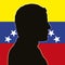Juan GuaidÃ² portrait silhouette on the Venezuela flag