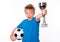 Jubilation boy with ball and cup
