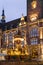 Jubilee fountain in front of the town hall in Wuppertal-Elberfeld near Nacht. Germany