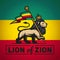 Judah lion with a rastafari flag. King of Zion