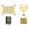 Judaism church traditional symbols hanukkah religious synagogue passover hebrew vector illustration.