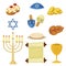 Judaism church traditional symbols jewish hanukkah illustration. Jewish hanukkah church traditional religious menorah, gift