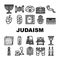 judaism religion jewish icons set vector