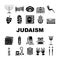 judaism religion jewish icons set vector