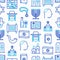 Judaism seamless pattern with thin line icons