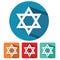 Judaism star of david flat design icon