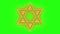 Judaism symbol burning in flames in green screen background