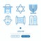 Judaism thin line icons set