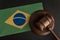 Judge or auction gavel on background of flag of Brazil. Constitutional human rights. Legality concept