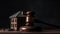Judge Auction and Real Estate: Gavel Justice Hammer Meets House Model