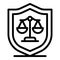 Judge balance shield icon, outline style