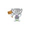 Judge cartoon silver trophy on white background