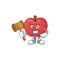 Judge cute apple character mascot with object cartoon