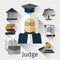 Judge flat icon. Justice vector symbols