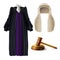 Judge formal dress and gavel realistic vector