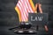 Judge Gavel, Blackboard and United States of America flag