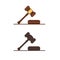 Judge gavel. Ceremonial mallet. Attorney icon