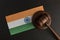 Judge Gavel and flag of India . Violation of human rights. Protection of rights population