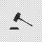 Judge gavel icon isolated on transparent background. Gavel for adjudication of sentences and bills, court, justice, with