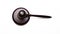 Judge gavel isolated cutout on white. Auction or law symbol, wooden hammer with bronze detail