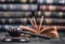 Judge Gavel and law book on a black wooden background.