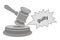 Judge Gavel. Trendy legal symbol for website. Logo illustration.Vintage emblem medal. Hammer judge icon. gavel law legal