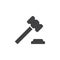 Judge hammer, gavel icon vector, filled flat sign, solid pictogram isolated on white.
