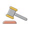Judge hammer icon, law auction symbol, gavel justice sign vector illustration button