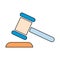 Judge hammer icon, law auction symbol, gavel justice sign vector illustration button