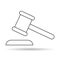 Judge hammer icon shadow, law auction symbol, gavel justice sign vector illustration button