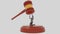 Judge Hammer on white background with gray human. Injustice of the law. Unjustly accused. 3D Gavel. Render.
