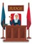 Judge Holding Wooden Gavel Vector Illustration