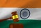 the judge\\\'s gavel against the background of the flag of Republic of India.3d -image