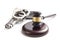 Judge\'s gavel and handgun with handcuffs