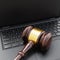 Judge's Gavel on Laptop Computer with Copy Space
