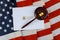 Judge\'s gavel,  lawyers office deportation U.S. Citizenship and Immigration Services of naturalization with U.S. flag