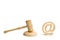 Judge`s hammer and email address. The concept of legal proceedings for the seizure of rights to use the names of mail and website