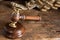 Judge\'s wig and gavel