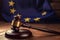 Judges court gavel with European union flag on backdrop. Generate ai