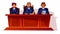 Judges at court hearing vector illustration