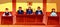 Judges at court hearing vector illustration