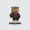 Judging Owl Creative Cartoon Mascot Logo