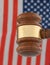 Judgment Gavel with the flag of the United States of America illustrating justice