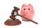 Judicial gavel and piggy bank