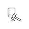 Judicial proceedings line icon