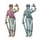 Judiciary symbol. Lady justice with blindfold, scales and sword in hands. Vector illustration